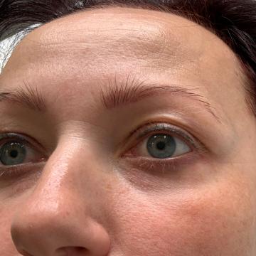 Detail obočí před úpravou metodou microblading