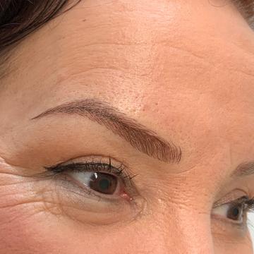 Detail obočí po úpravě metodou microblading